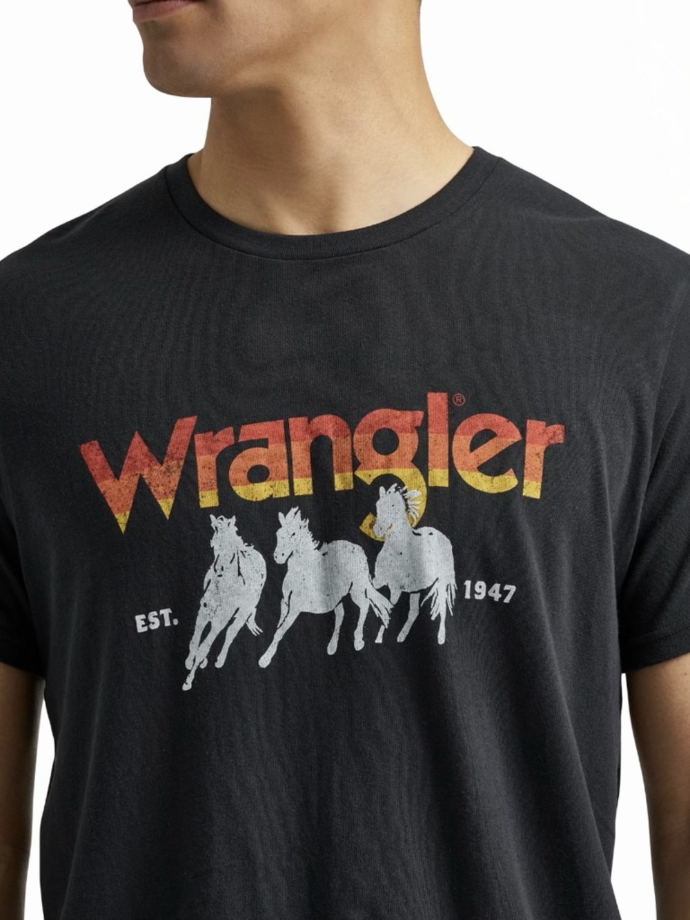 NWT - Wrangler Black Graphic Logo Tee - Picture 2 of 3